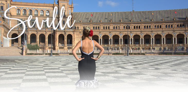 Traveler in Plaza de España, Seville