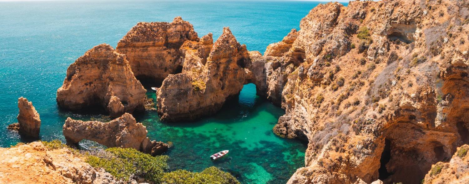 Rocky coastline in the Algarve, Portugal