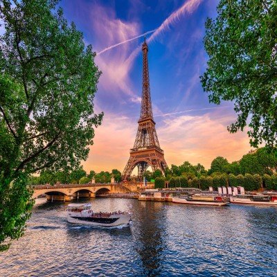 Eiffel Tower beside the Seine in Paris