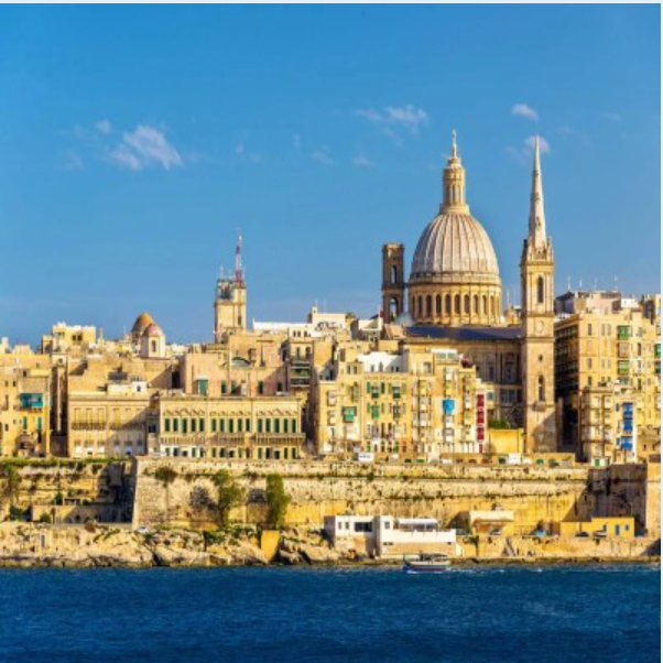 Historic waterfront buildings in Malta