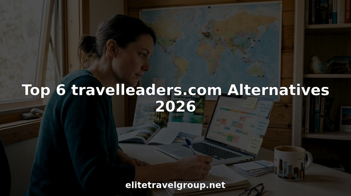Travel advisor working at desk with maps and laptop