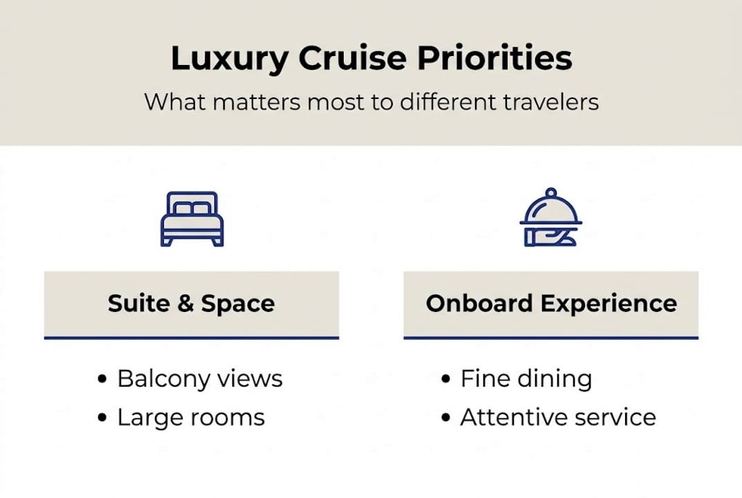 Infographic on traveler luxury cruise priorities