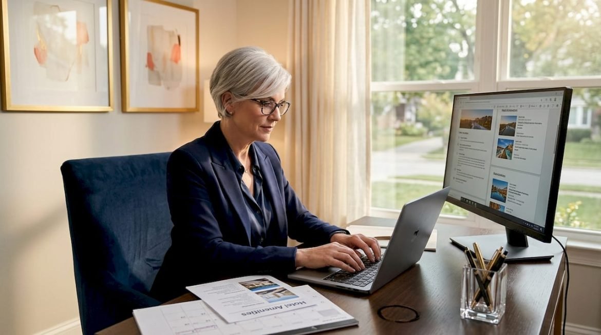Travel advisor reviewing luxury trip plans