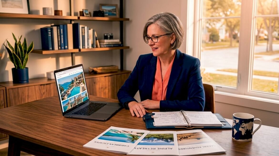 Travel consultant planning luxury destinations