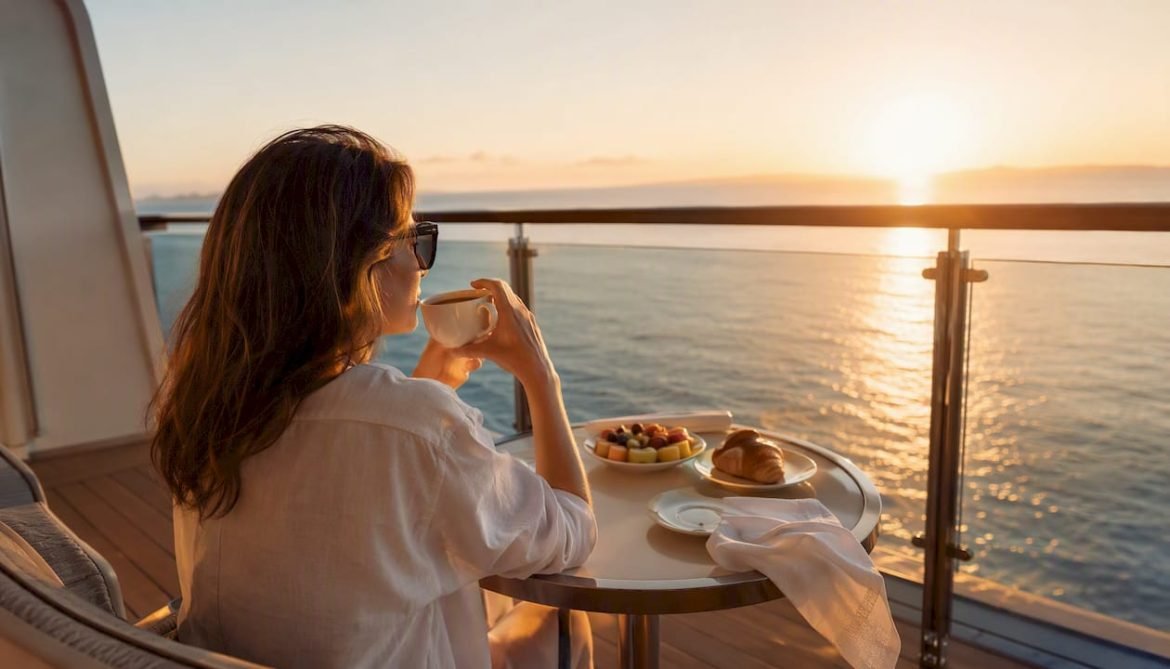 Breakfast on private cruise suite veranda