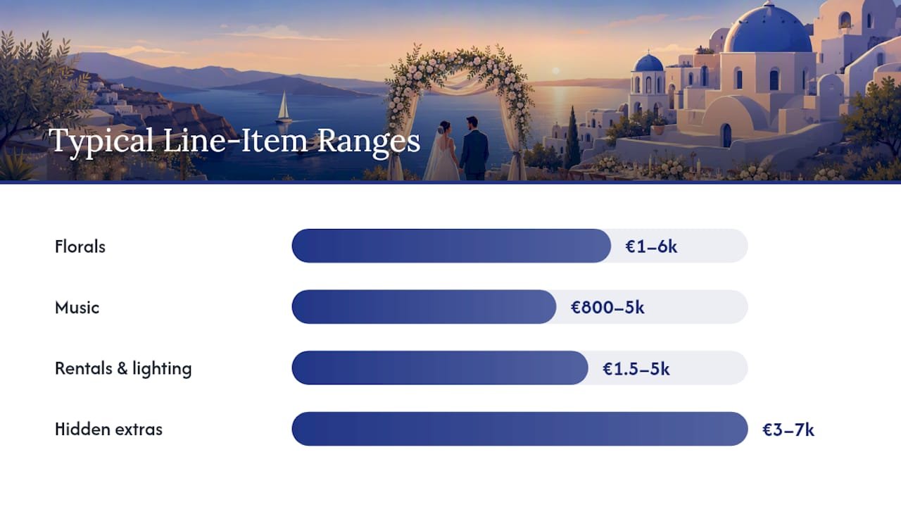 Greek wedding cost ranges by category