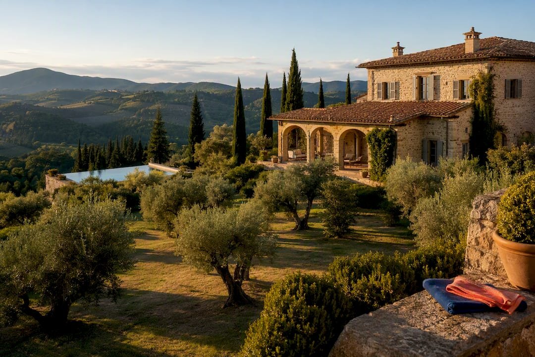 Luxury Tuscan villa among olive groves