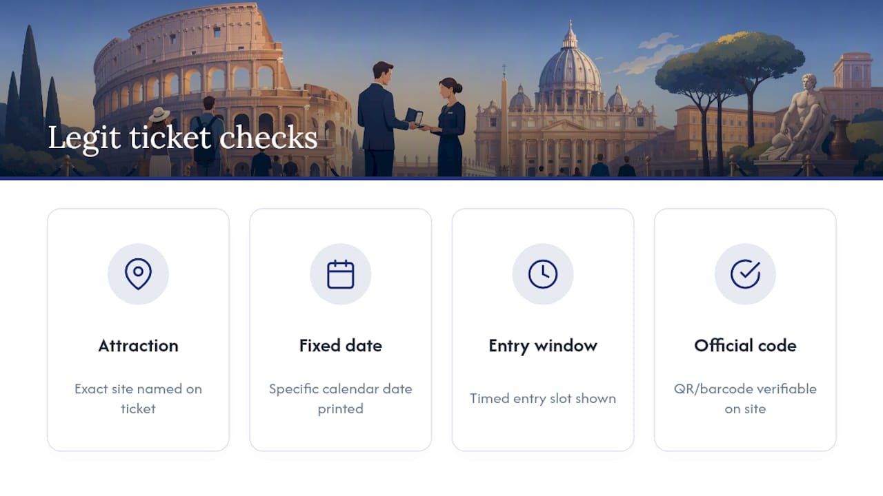 Checklist for verifying legitimate Rome tickets