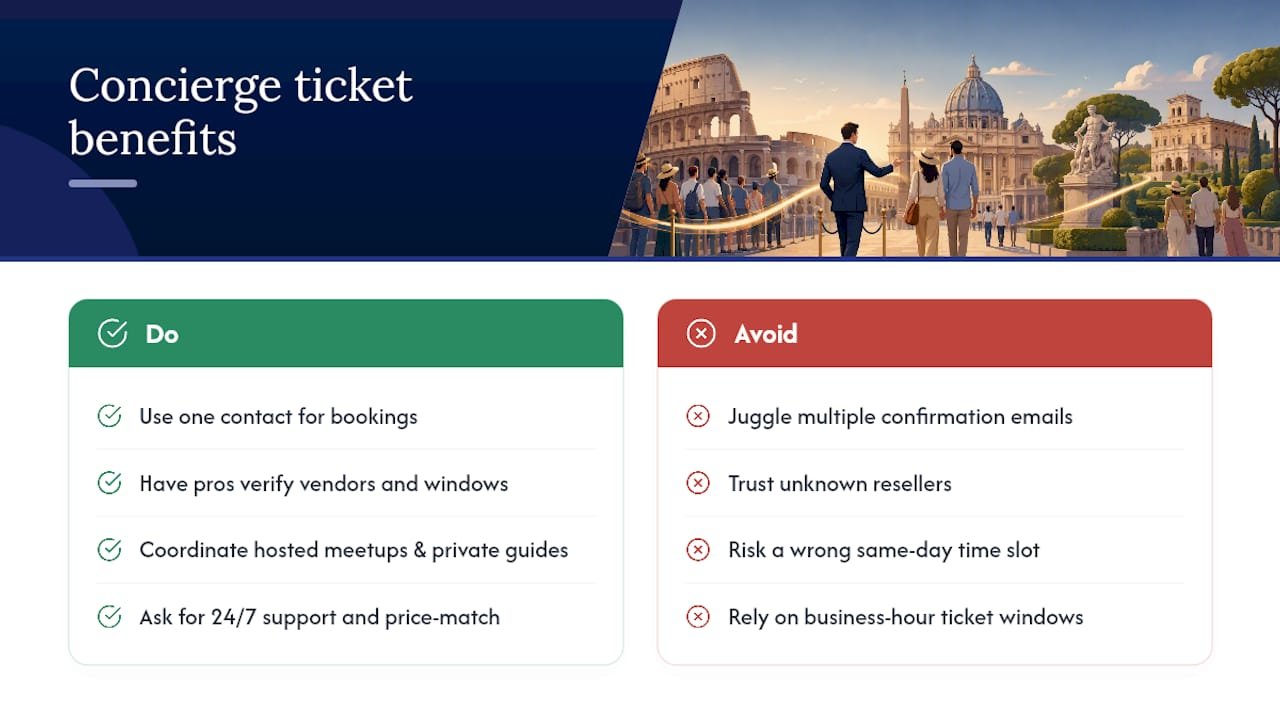 Let Elite Travel Handle Your Rome Ticket Logistics — overview diagram
