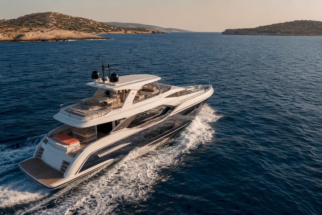 Luxury yacht cruising between Greek islands