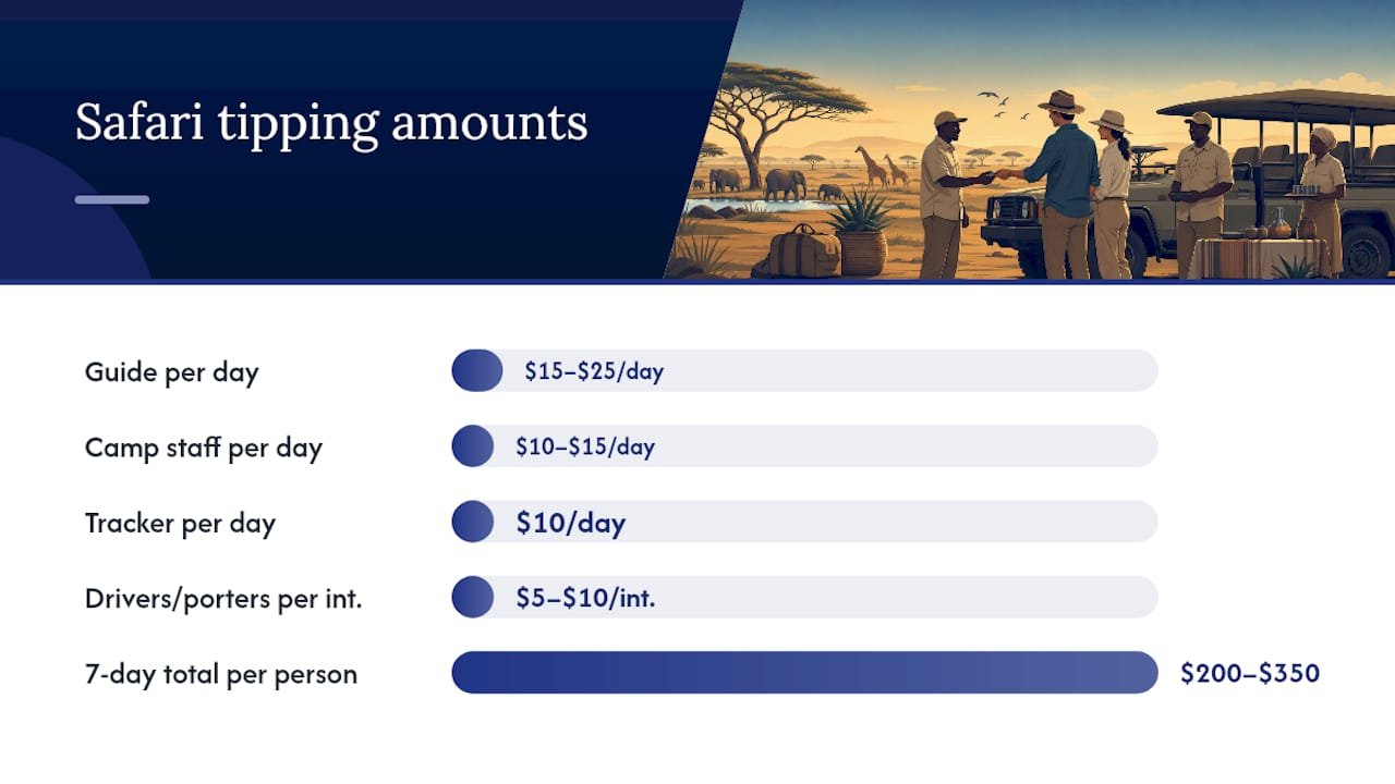 Safari gratuity ranges by service role