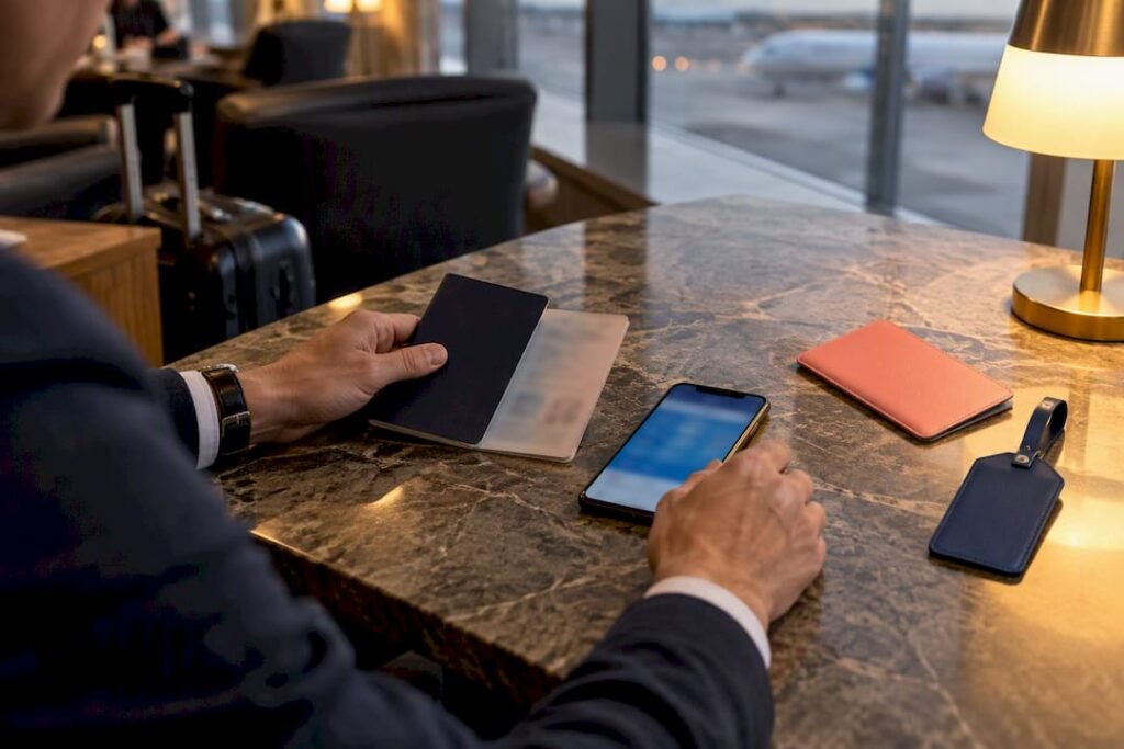 Traveler preparing passport authorization application