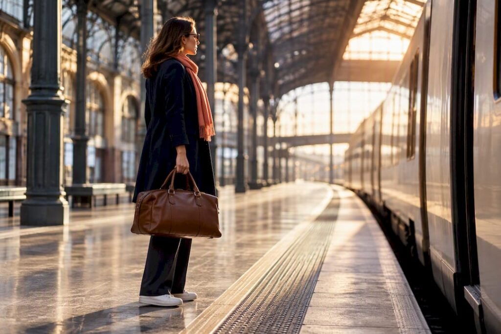 Traveler preparing for Paris to Provence train journey